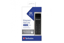 Verbatim 49428 Keypad Secure, USB flash disk, USB 3.0, 64GB, 256-bitové hardvérové šifrovanie AES, LED indikátor konektor US, čierny