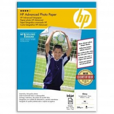 HP Advanced Glossy Photo Paper Q5456A, 250 g/m2, A4, 25ks, lesklý, biely, foto papier
