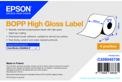 Epson C33S045736 High Gloss, pre ColorWorks, 203mmx68m, polypropylén, biele samolepiace etikety