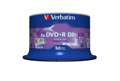 VERBATIM DVD+R(50-pack)/Double Layer/Spindle/ 8X 8.5GB Matná strieborná