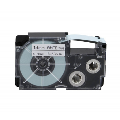 Casio XR-18WE1, 18mm x 8m, čierna tlač/biely podklad, originálna páska