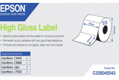 Epson C33S045543 High Gloss, pre ColorWorks, 76x127mm, 250ks, biele samolepiace etikety
