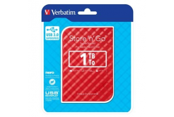 Verbatim 53203 Store N Go, externý pevný disk, 2.5", USB 3.0 (3.2 Gen 1), 1TB, červený