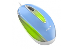 Genius Myš DX-Mini 31010025406, 1000DPI, optická, 3tl., drátová USB, modrá, klasická, RGB podsvícení