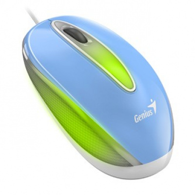 Genius Myš DX-Mini 31010025406, 1000DPI, optická, 3tl., drátová USB, modrá, klasická, RGB podsvícení