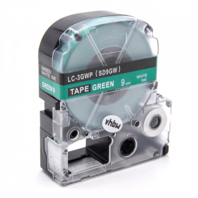 Epson LC-SD9GW, 9mm x 8m, bílý tisk / zelený podklad, kompatibilní páska