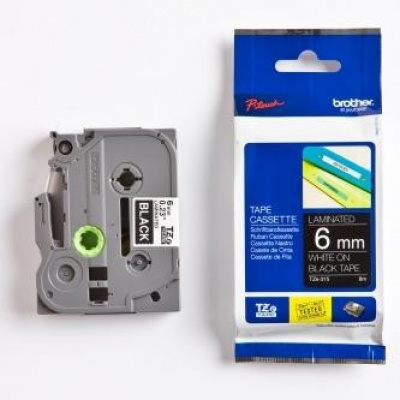 Brother TZ-315 / TZe-315, 6mm x 8m, biela tlač / čierný podklad, originálna páska