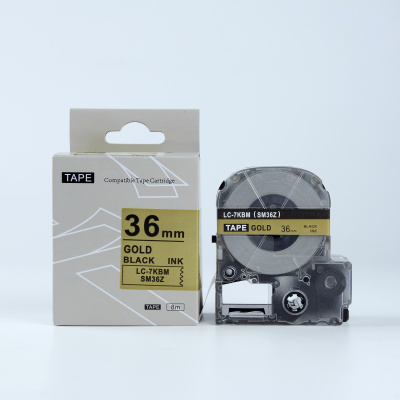 Epson LK-7KBM, SM36ZW, 36mm x 9m, čierna tlač / zlatý podklad, kompatibilná páska