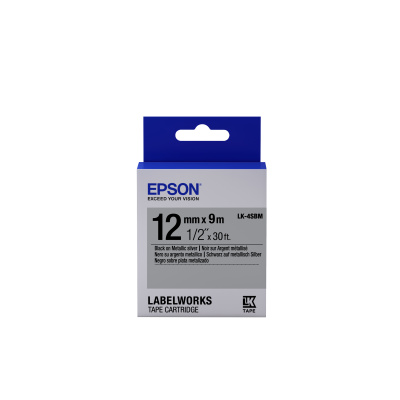 Epson LabelWorks LK-4SBM C53S654019 12mm x 9m, čierna tlač / strieborný podklad, fluorescenčná, originálna páska