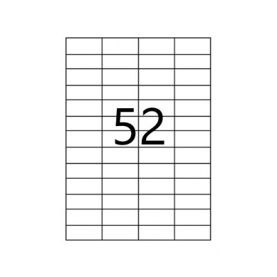 Samolepiace etikety 52,5 x 21,2 mm, 52 etikiet, A4, 100 listov