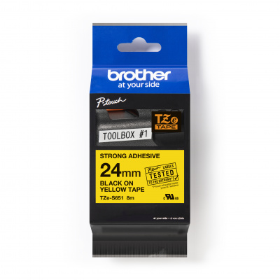 Brother TZ-S651 / TZe-S651 Pro Tape, 24mm x 8m, čierna tlač/žltý podklad, originálna páska