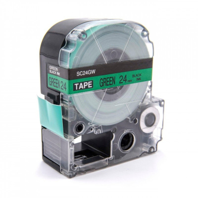 Epson LK-6GBP, SC24GW, 24mm x 9m, čierna tlač / zelený podklad, kompatibilná páska