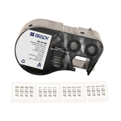 Brady M4-49-498 / 170791, 25.40 mm, Vinyl, čierna tlač / biely podklad