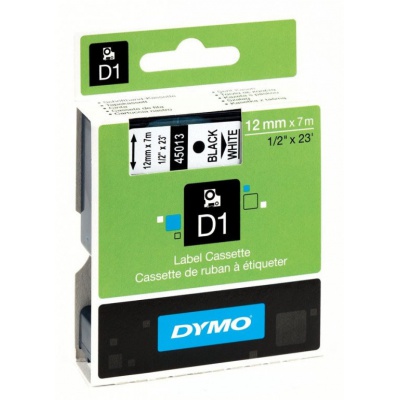 Dymo D1 45013, S0720530, 12mm x 7m čierna tlač / biely podklad, originálna páska