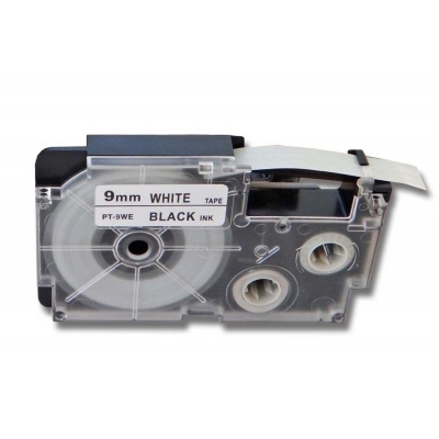 Kompatibilná páska s Casio R5WE 9mm x 2m smršťovací čierny tisk / biely podklad