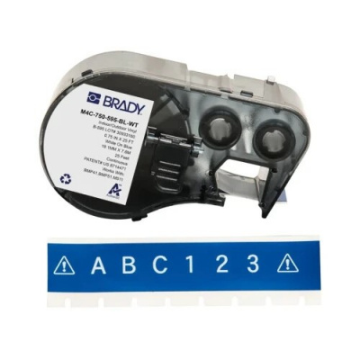 Brady M4C-750-595-BL-WT / 170824, 19.05 mm x 7.62 m, Vinyl, biela tlač / modrý podklad