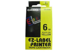Casio XR-6YW1, 6mm x 8m, čierna tlač/žltý podklad, originálna páska