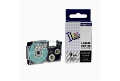 Kompatibilná páska s Casio XR-9X1, 9mm x 8m, čierna tlač/priehľadný podklad
