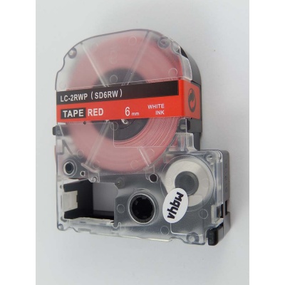 Epson LK-SD6RW, 6mm x 9m, bílý tisk / červený podklad, kompatibilní páska