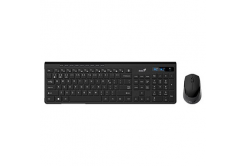 Genius SlimStar 8230 31340015409, sada klávesnice s bezdrátovou optickou myší, 1x AA, 1x AA, CZ/SK, klasická, Dual-Mode typ bezdrátová, černá,