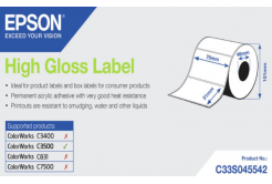 Epson C33S045542 High Gloss, pre ColorWorks, 76x51mm, 610ks, biele samolepiace etikety