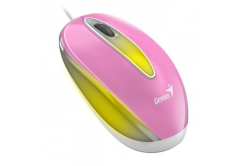 Genius Myš DX-Mini 31010025407, 1000DPI, optická, 3tl., drátová USB, růžová, klasická, RGB podsvícení