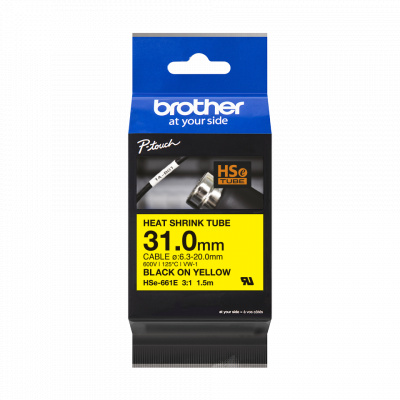 Brother HSe-661E Pro Tape, 31 mm x 1.5 m , čierna tlač / žltý podklad , originálna páska