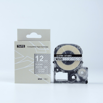 Epson LK-4TWN, ST12SW, C53S654013, 12mm x 9m, biela tlač / priehľadný podklad, kompatibilná páska