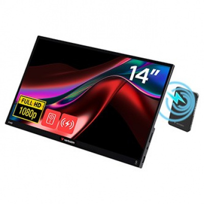 Verbatim přenosný dotykový monitor s powerbankou, LIGHT, 14", Full HD (1920 x 1080), 60Hz, černý