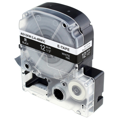 Epson LK-4BWV, SD12KW, C53S654009, 12mm x 9m, biela tlač / čierny podklad, kompatibilná páska