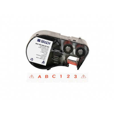 Brady M4C-500-595-WT-RD / 170819, 12.70 mm x 7.62 m, Vinyl, červená tlač / biely podklad