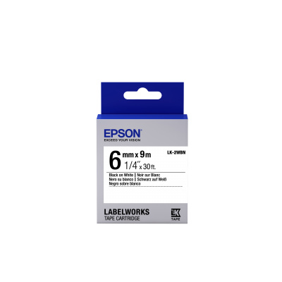 Epson LabelWorks LK-2WBN C53S652003 6mm x 9m, čierna tlač / biely podklad, originálna páska