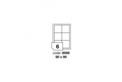 Samolepiace etikety R0100.8008, 90 x 90 mm, 6 etikiet, A4, 100 listov