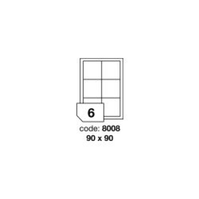 Samolepiace etikety R0100.8008, 90 x 90 mm, 6 etikiet, A4, 100 listov