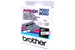 Brother TX-221, 9mm x 8m, čierna tlač / biely podklad, originálna páska