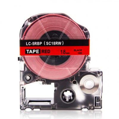 Epson LK-5RBP, SC18RW, C53S655002, 18mm x 9m, čierna tlač / červený podklad, kompatibilná páska