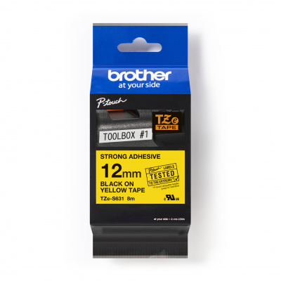 Brother TZ-S631 / TZe-S631 Pro Tape, 12mm x 8m, čierna tlač/žltý podklad, originálna páska