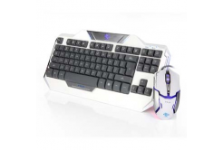 E-blue Auroza EKM811WHUS-IU, sada klávesnice s optickou herní myší, US, herní, drátová (USB), bílá