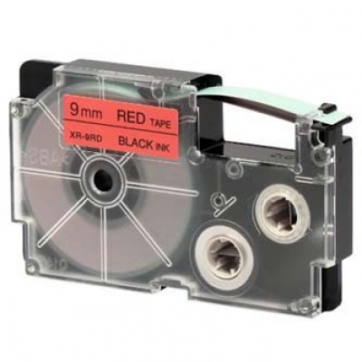 Casio XR-9RD1, 9mm x 8m, čierna tlač/červený podklad, originálna páska
