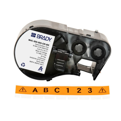 Brady M4C-500-595-OR-BK / 170816, 12.70 mm x 7.62 m, Vinyl, čierna tlač / oranžový podklad
