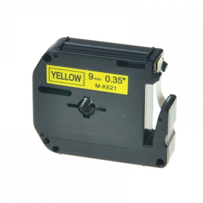 Kompatibilná páska s Brother MK-621, 9mm x 8m, čierna tlač / žltý podklad