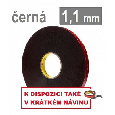 3M VHB™ 5952-F, hr. 1,1 mm; čierna obojstranne silne lepiaca akrylová páska 25 mm x 33 m