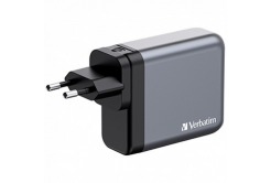 Verbatim GaN 32203, cestovná nabíjačka do siete, USB 3.0, USB C, sivá, 140 W, vymeniteľné vidlice C,G,A