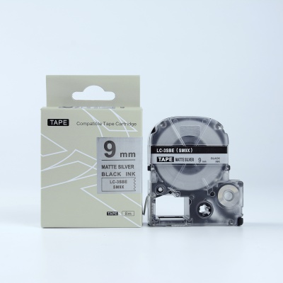 Epson LK-SM9X, 9mm x 9m, černý tisk / matný stříbrný podklad, kompatibilní páska
