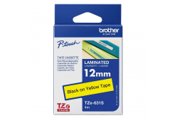 Brother TZe-631S, 12mm x 4 m, čierny druk / žltý podklad, originálna páska