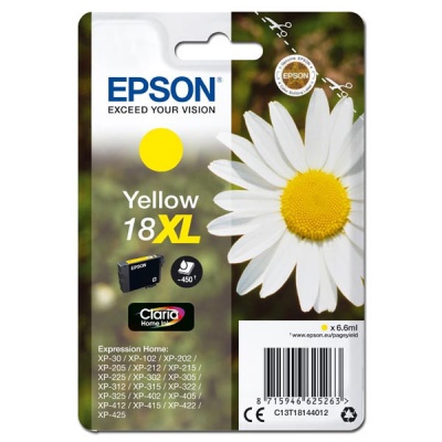 Epson originálna cartridge C13T18144012, T181440, 18XL, yellow, 6,6ml, Epson Expression Home XP-102, XP-402, XP-405, XP-302