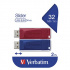 Verbatim 49327 Slider, USB flash disk, USB A 2.0, 32GB, s výsuvným konektorom, červený, modrý, 2 ks