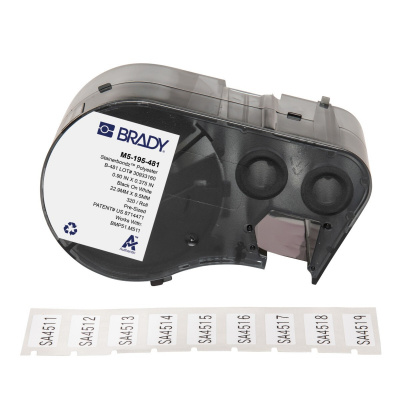 Brady M5-195-481 / 170885, 25.40 mm, Polyester, čierna tlač / biely podklad