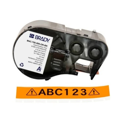 Brady M4C-750-595-OR-BK / 170828, 19.05 mm x 7.62 m, Vinyl, čierna tlač / oranžový podklad
