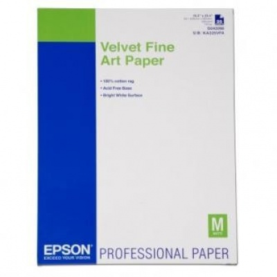 Epson Velvet Fine Art Paper, umělecký papír, sametový, bílý, A2, 260 g/m2, 25 ks, C13S042096,